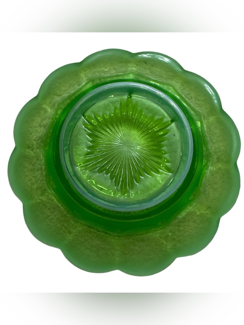 Mosser Glass Cherry Print Vintage Green Glass Covered Butter Dish - Picture 11 of 11